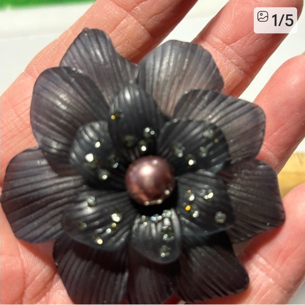 MONET Floral Brooch with Pearl Center